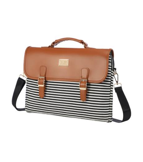 Brown Stripped Laptop Bag - Image 1