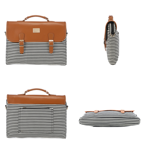 Brown Stripped Laptop Bag - Image 3