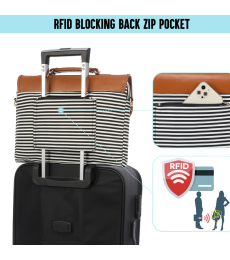 Brown Stripped Laptop Bag - Image 5