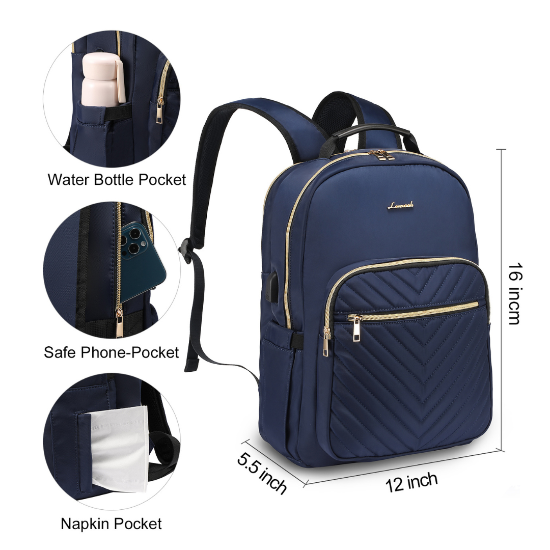 Blue Quilted Laptop Backpack nsejt.mt