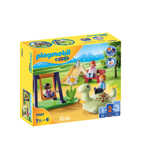 Playground with Swing, Slide, & Dinasour Seesaw - Image 1
