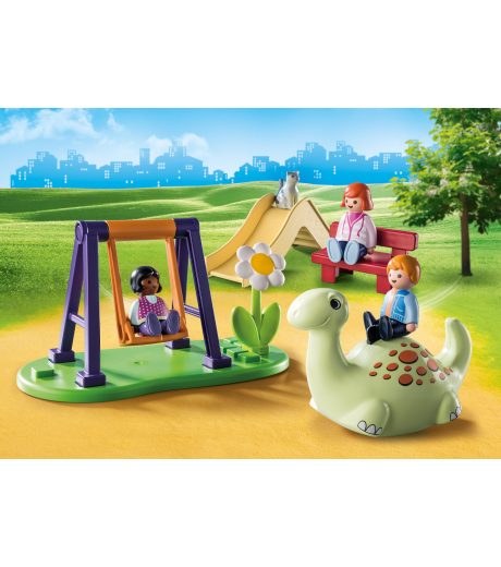 Playground with Swing, Slide, & Dinasour Seesaw - Image 3