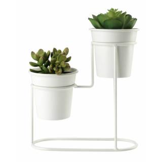 PEDESTAL HOLME WHITE W/ARTIFICIAL PLANTS