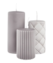 Pillar candle ALFRED grey 3pcs/pk - Thumbnail 1