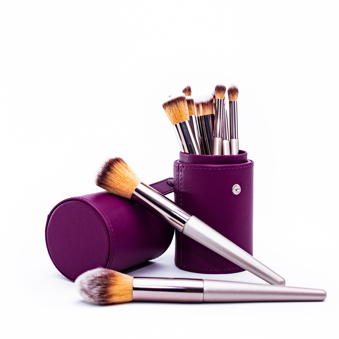 Purple Makeup Brush Holder & Brush Set nsejt.mt