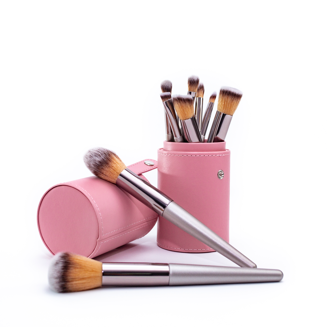 Light Pink Makeup Brush Holder & Brush Set nsejt.mt