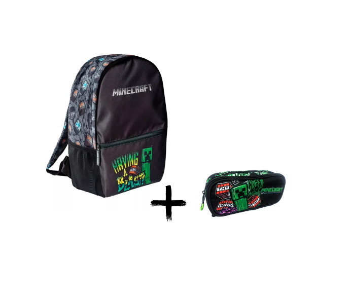 Minecraft 40cm Backpack + Double Pencil Case Combo deal