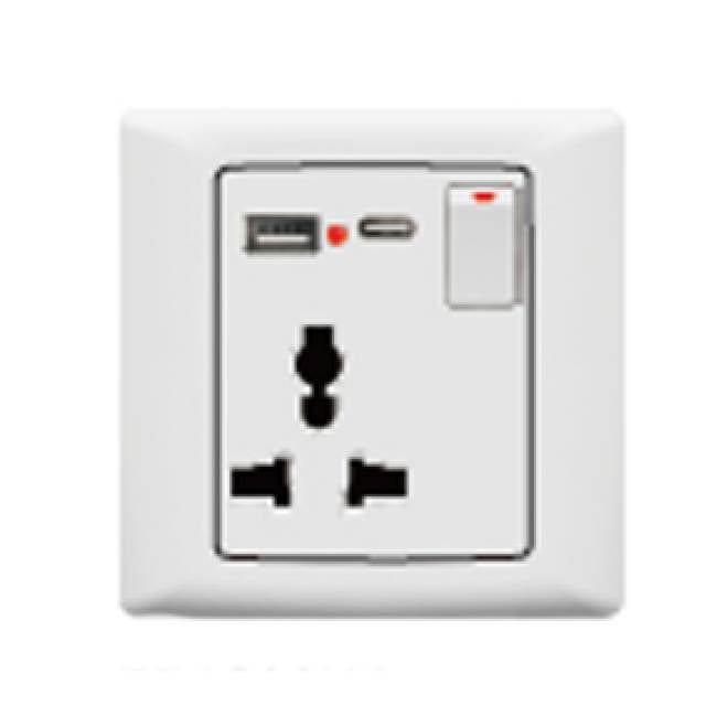 FOXGLO EB WHT UNIV SOCKET 2G 13A SP +2USBA+C+NEON