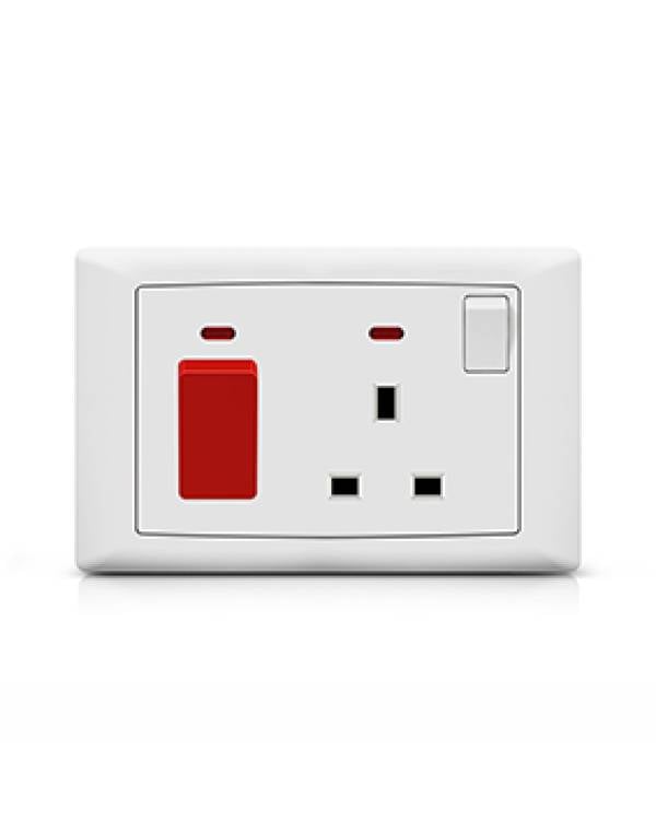 FOXGLO EB WHITE SWITCH  COOKER UNIT HORIZ NEON 45A
