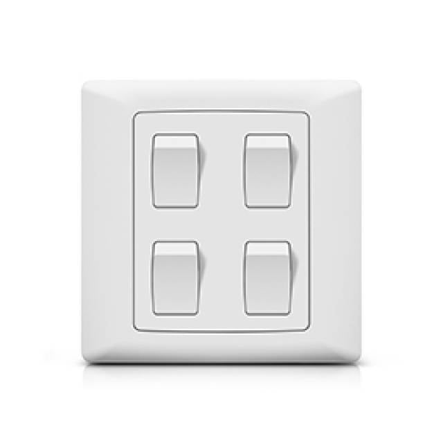 FOXGLO EB WHITE SWITCH FLUSH 4G 2W 3x3 (Bx100)
