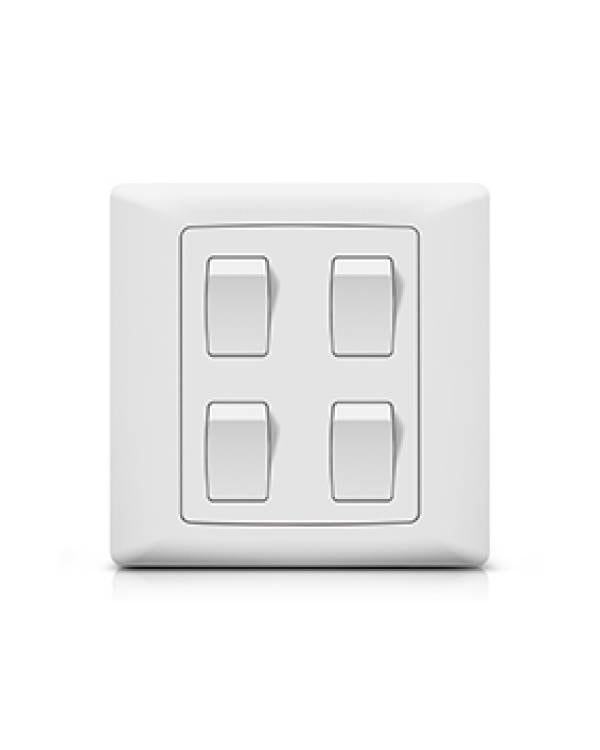 FOXGLO EB WHITE SWITCH FLUSH 4G 2W 3x3 (Bx100)