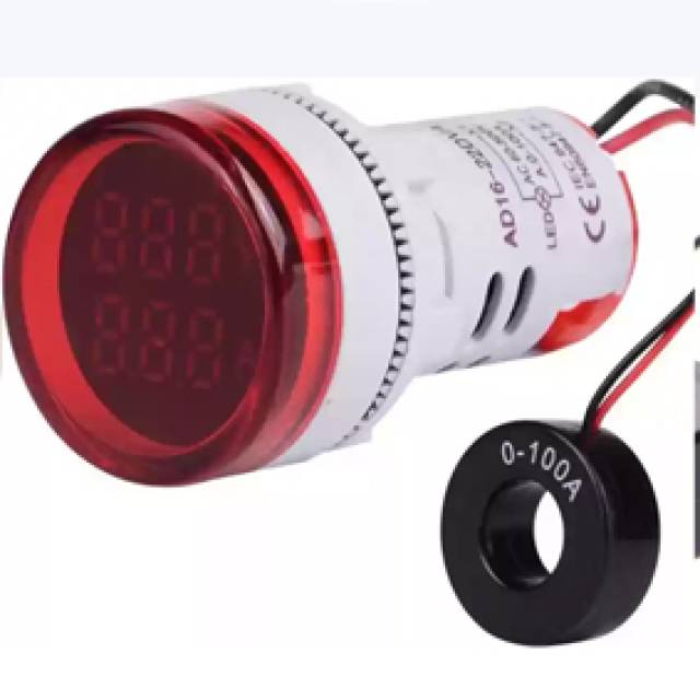 IND.TYPE VOLT/AMP METER 50-500VAC, 0-100A RED