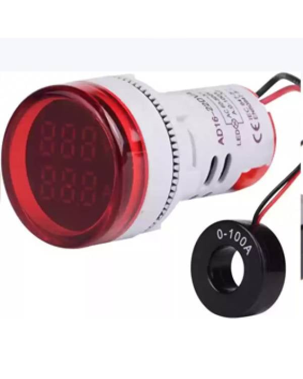 IND.TYPE VOLT/AMP METER 50-500VAC, 0-100A RED