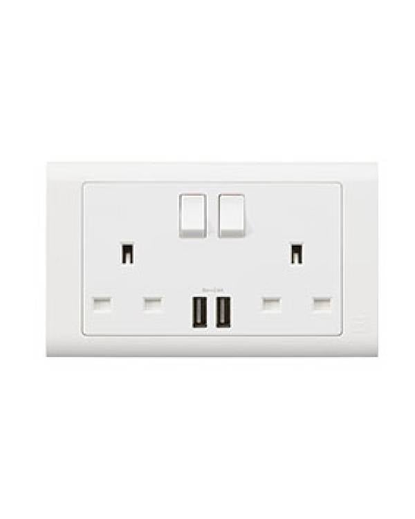 MK ESSENTIALS SW SOCKET 2G 13A DP + 2 USB A (Bx10)