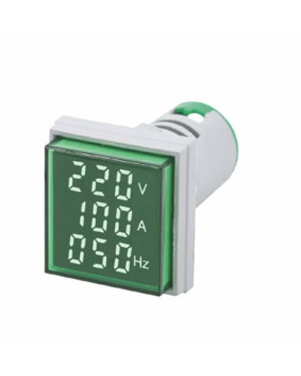 IND. TYPE METER V-A-HZ 500V AC- 100A max. GREEN