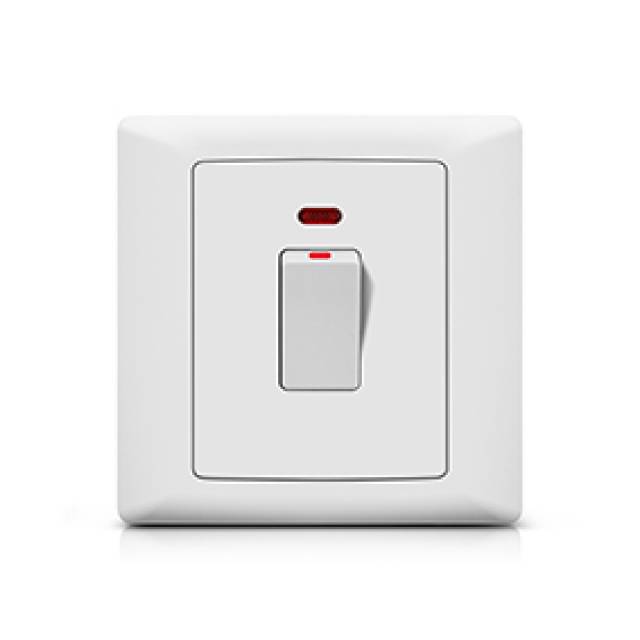 FOXGLO EB WHITE SWITCH FLUSH 20A DP with NEON