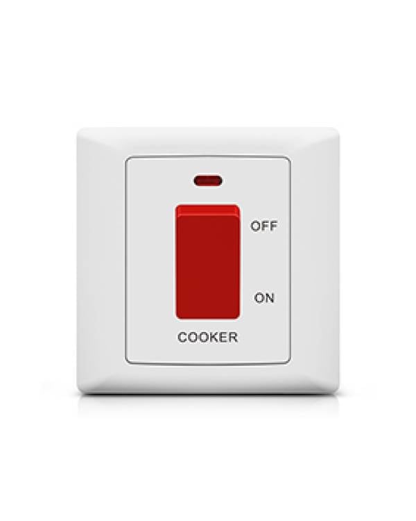 FOXGLO EB WHITE SWITCH FLUSH 45A DP with NEON