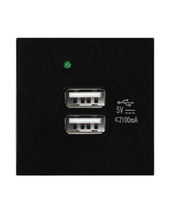 NOEN USB A DOUBLE PORT MODULE 45x45mm BLK