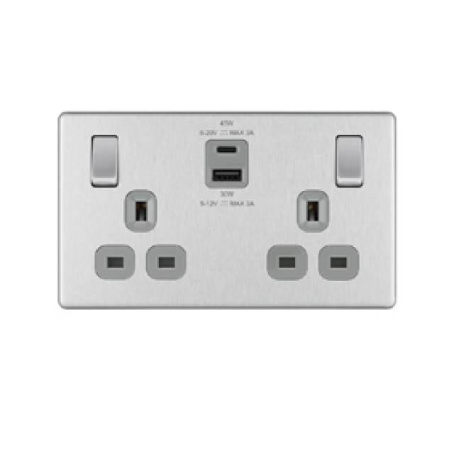 NEXUS FLATPLATE 2G SW SKT BR STL1 USB A + 1 USB C