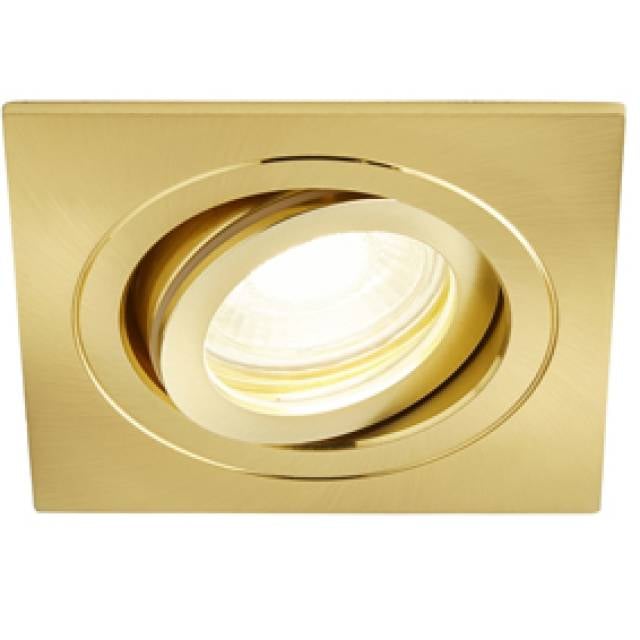 REC DOWNLIGHT ADJ SQ GU10 IP65 SATIN BRASS
