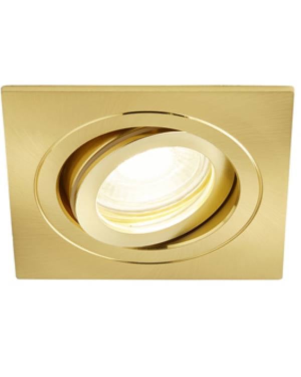 REC DOWNLIGHT ADJ SQ GU10 IP65 SATIN BRASS