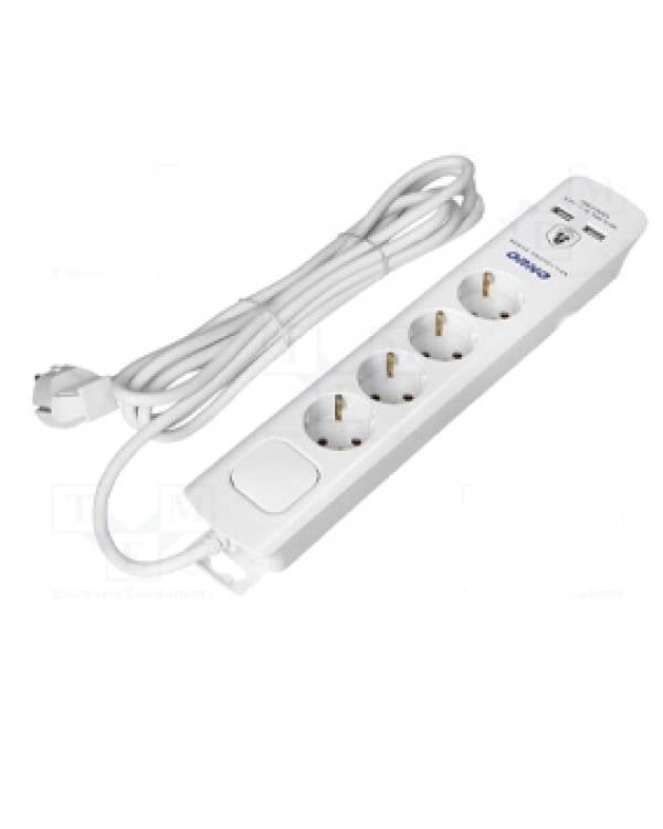 EXTENSION SKT 4G SCHUKO WHITE 3m CABLE + 2USBA