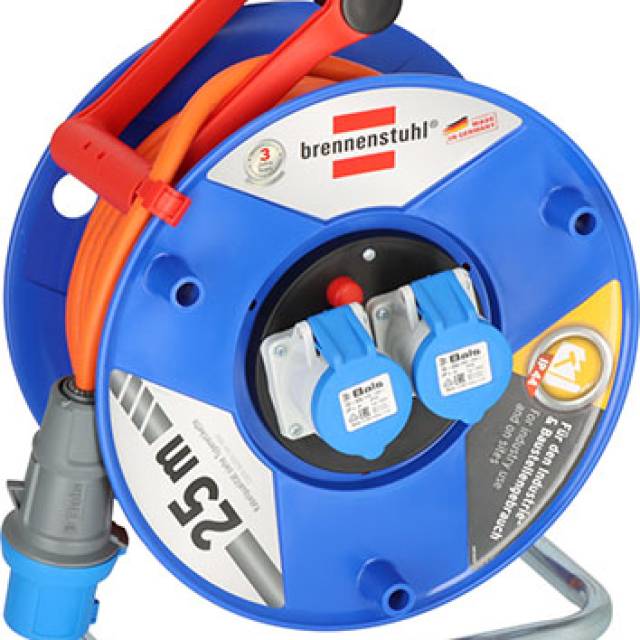 EXTENSION H.D. C/REEL x25m CABLE 2x16A IP44