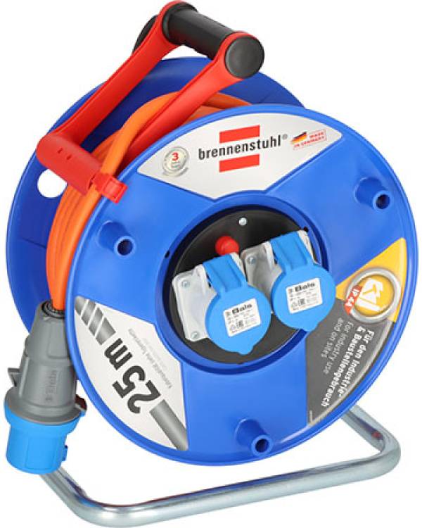 EXTENSION H.D. C/REEL x25m CABLE 2x16A IP44