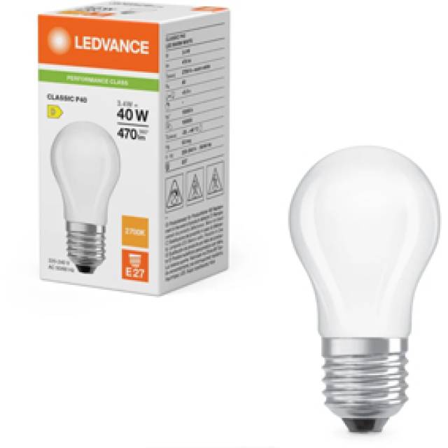 LED BALL 40 E27 3.4W 230V FRST 2700K 470lm (Bx10)