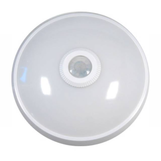 RND B/HEAD w/PIR + 5H EM 12W LED 3000K IP20 WHT