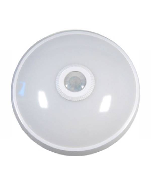 RND B/HEAD w/PIR + 5H EM 12W LED 3000K IP20 WHT