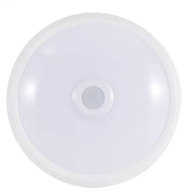 RND B/HEAD w/PIR + 5H EM 12W LED 6000K IP20 WHT