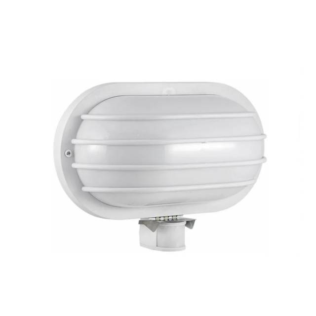 IP44 OVL B/HD GRID W/PIR WHT E27