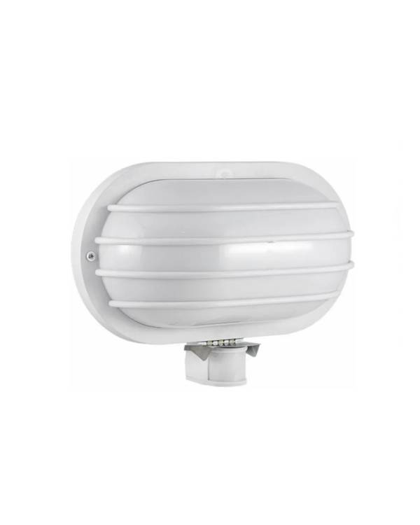 IP44 OVL B/HD GRID W/PIR WHT E27