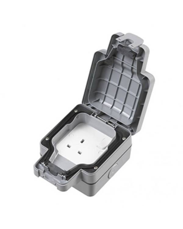 13A IP66 1G SURFACE SOCKET SWITCHED GRY