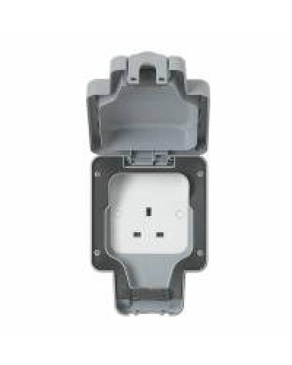 13A IP66 1G SURFACE SOCKET UNSWITCHED GRY