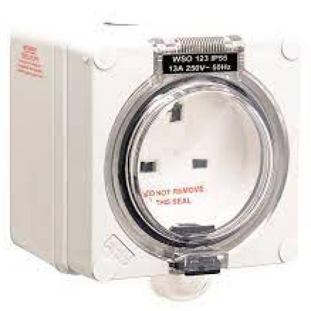 IP55 SINGLE SOCKET 1G 13A SURFACE WHT (Bx20)