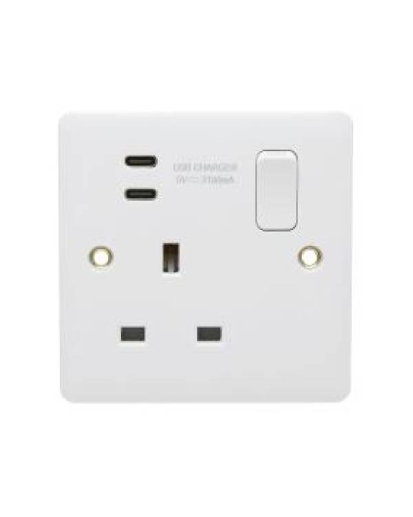PROFILE+ WHITE 13A SW SOCKET 1G USB C+C