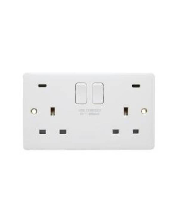 PROFILE+ WHITE 13A DP SW SOCKET 2G w/RCD 30mA
