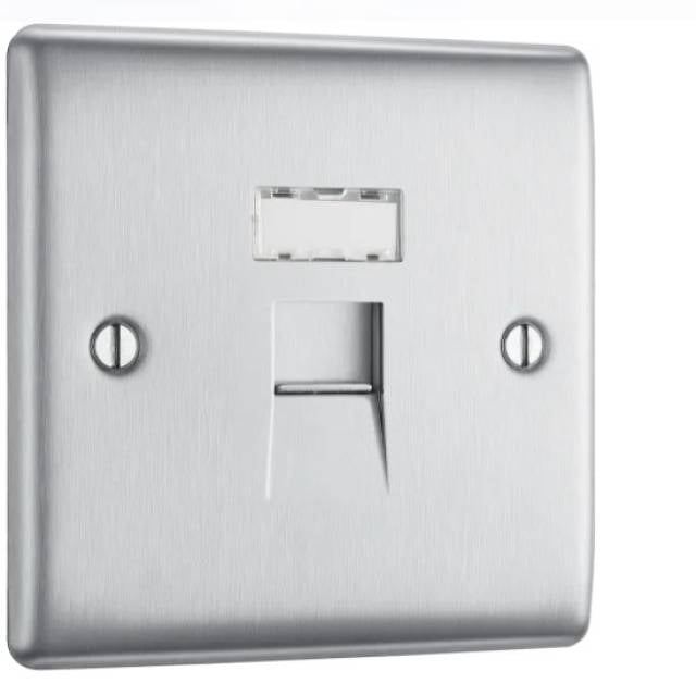 NEXUS MTL DATA SOCKET RJ45 BR STL (Bx5)